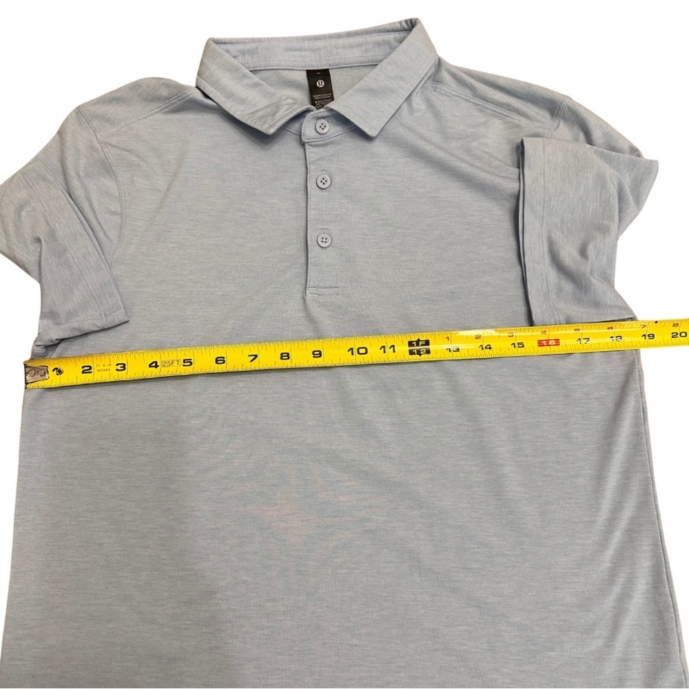 Lululemon Evolution Short Sleeve Light Blue Polo Shirt SZ Medium Casual Golf EUC - Picture 5 of 7